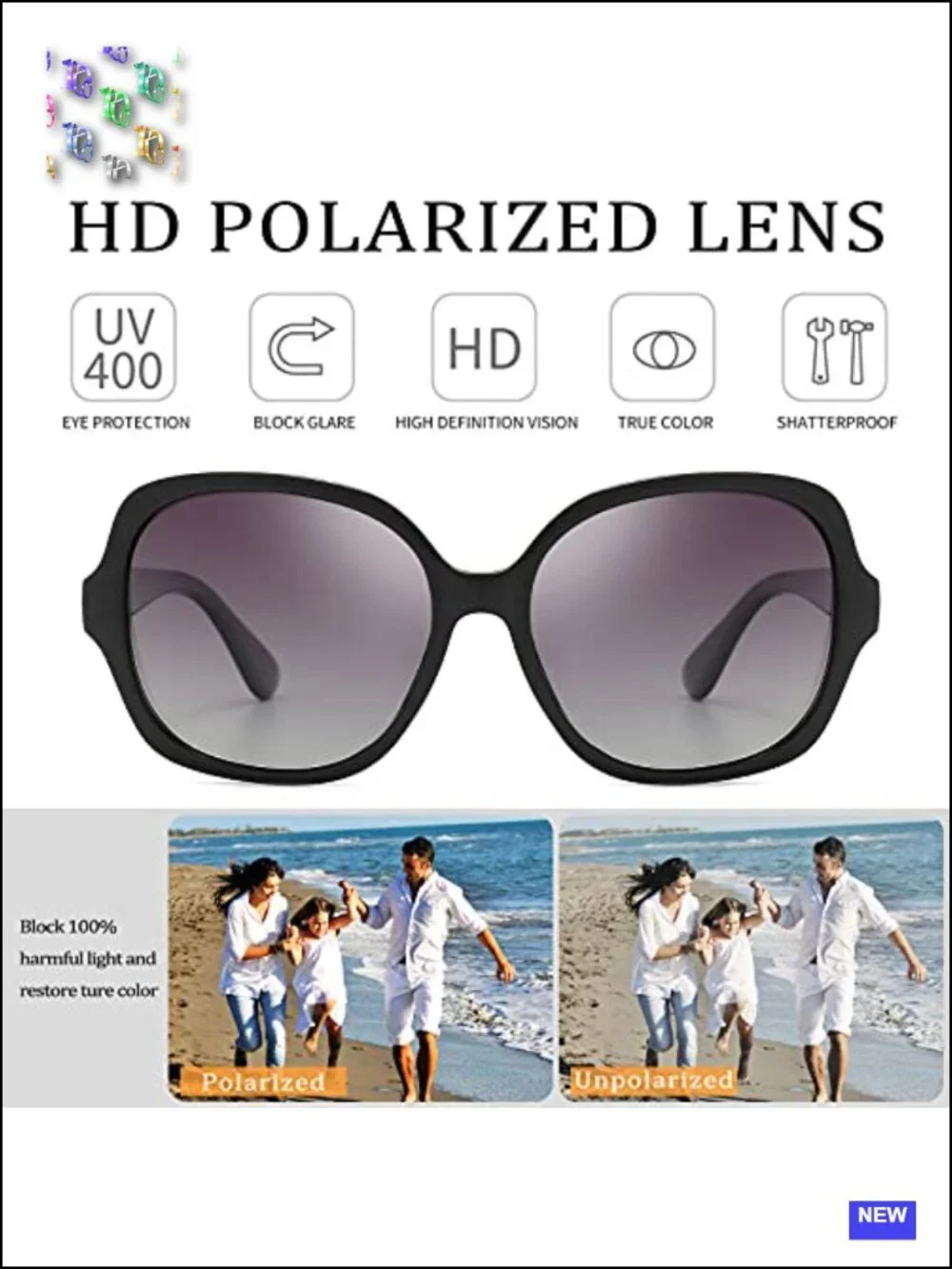 Oversized Square Polarized Sunglasses UV Protection for Women Men